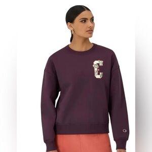 Champion Dark Purple Sweatshirt with Floral Logo (NWT!!!)